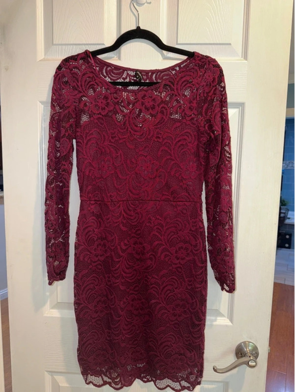 Ambiance Burgundy Lace Sheath Dress